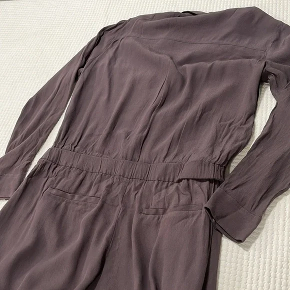 Madewell Jumpsuit Pull On Long Sleeve Button Down Viscous Brown M Casual